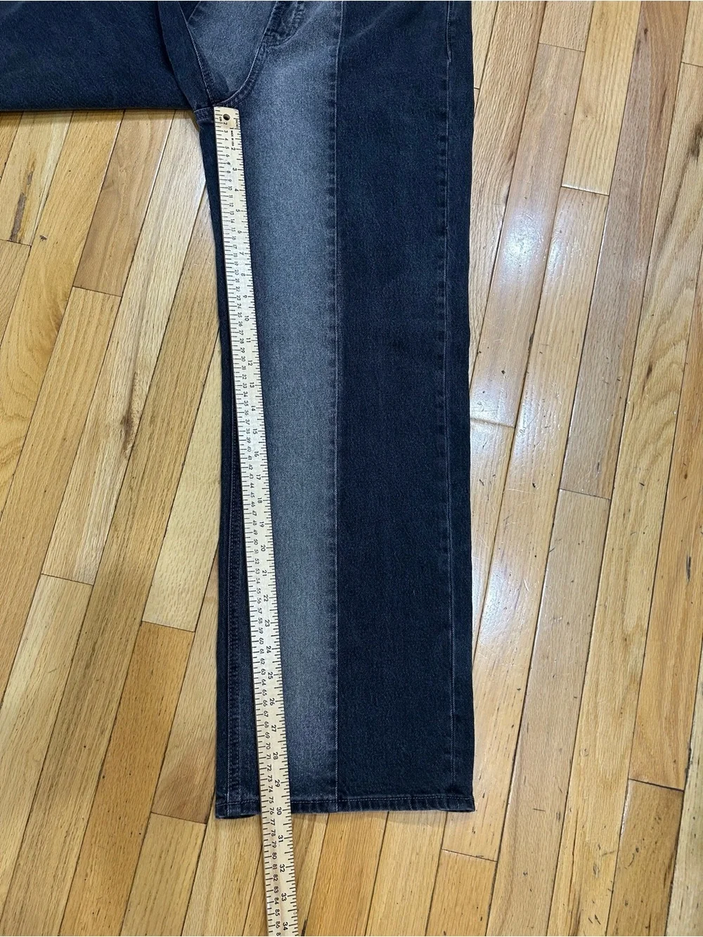 Old Navy Sky-Hi Wide Leg Jeans Two-Tone Colorblock Panel Faded Black Gray Size 8